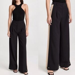 FAVORITE DAUGHTER The Margaret Wide Legs Pants Trousers Black and Beige Size 4.
